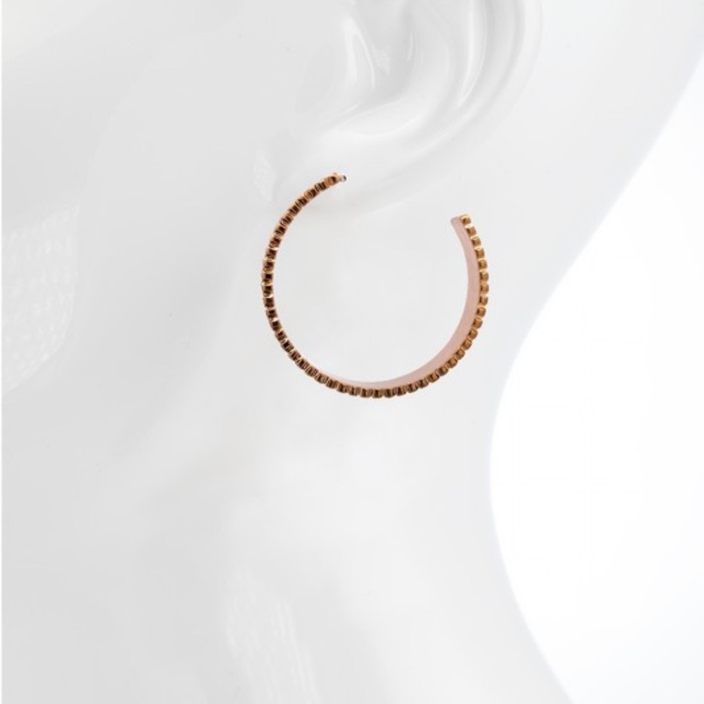 NWT! Leopard Print Pink Gold Textured Hoop Earrings - Picture 6 of 6